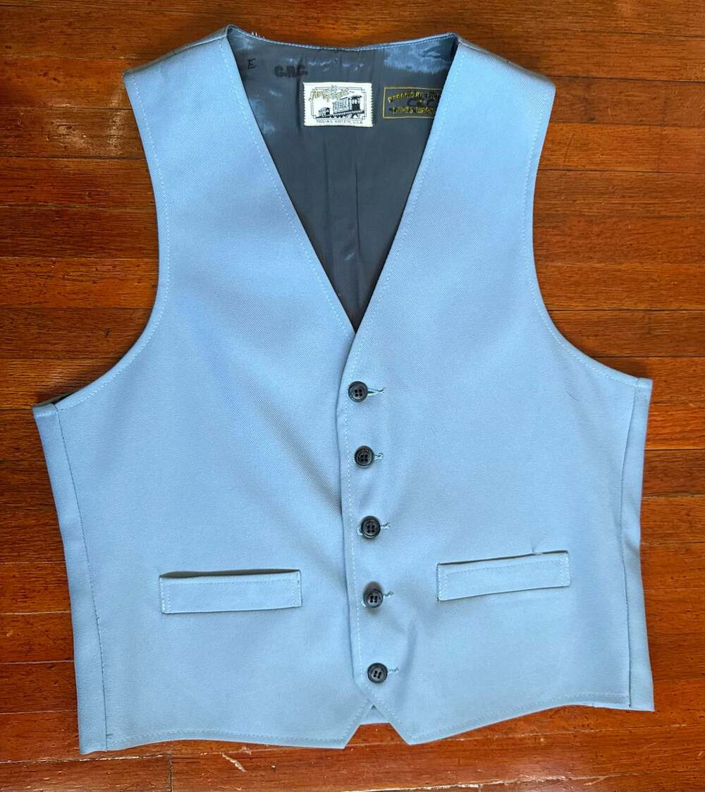 Vintage men’s 60's Angels Flight Light Blue Vest Suit Jacket Party 40 Medium